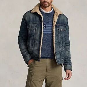 Polo Ralph Lauren Men’s Big And Tall  3XB Sherpa Lined Denim Jacket USA Patch